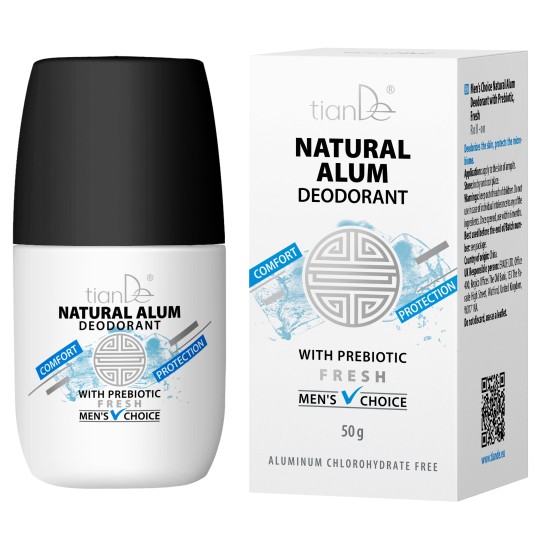 Men’s Choice natūralus alūno dezodorantas su prebiotikais, gaivus, 50 g
