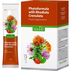 Augalinė formulė su rinčiuotomis rodiolėmis 15 pakelių po 12 g.